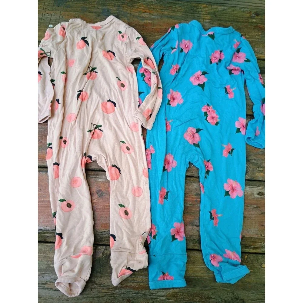 Kyte Baby Girls Sleeper Lot Pajamas Hibiscus Peach 12-18 Months